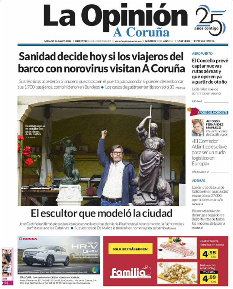 Portada de La Opinión de A Coruña (Espa&ntilde;a)