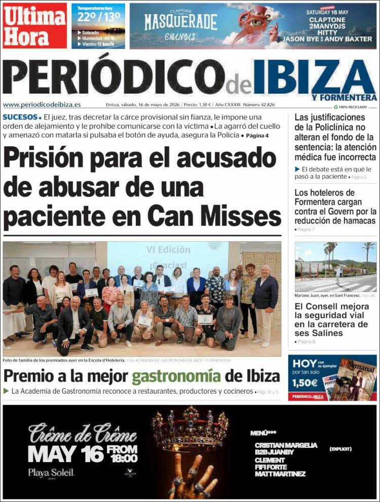 Portada de Periódico de Ibiza (Espa&ntilde;a)