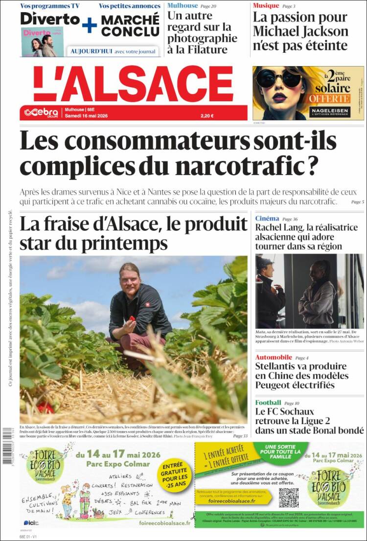 Portada de Journal L'Alsace (Francia)