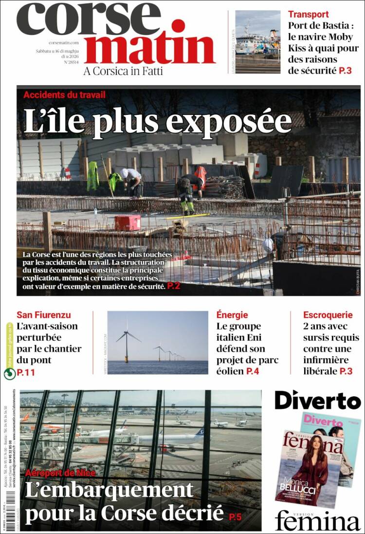 Portada de Corse-Matin (Francia)