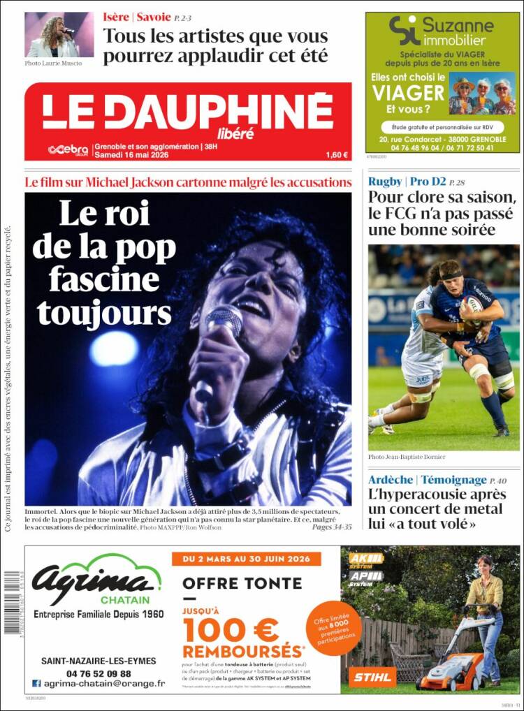 Portada de Le Dauphiné Libéré (Francia)