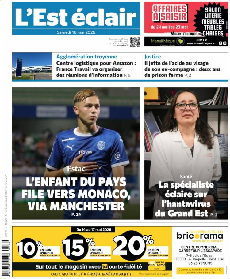 Portada de L'Est Eclair (Francia)