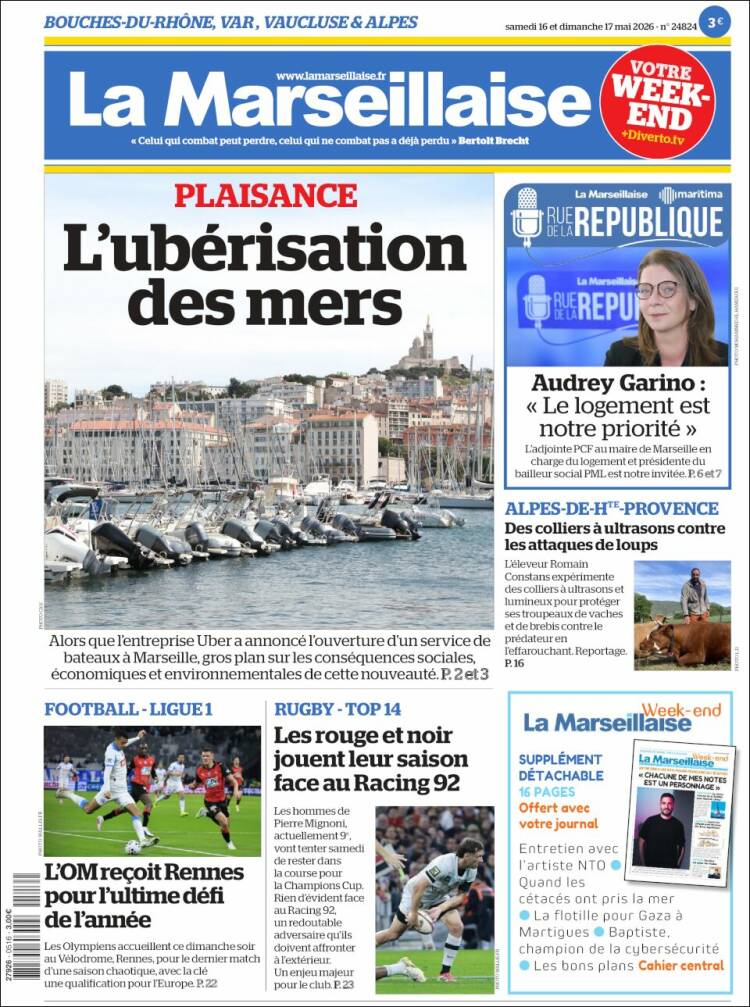 Portada de La Marseillaise (Francia)