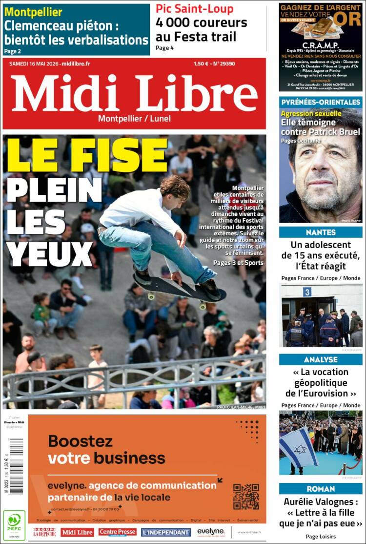 Portada de Midi Libre (Francia)