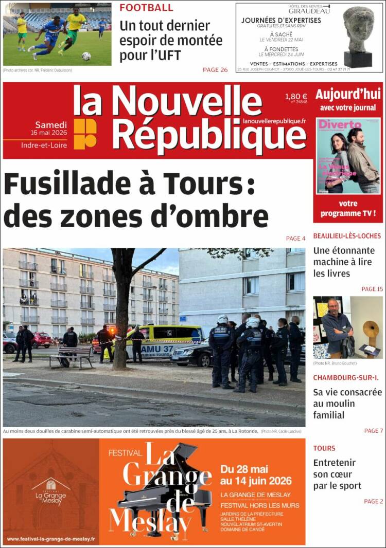 Portada de La Nouvelle Republique (Francia)