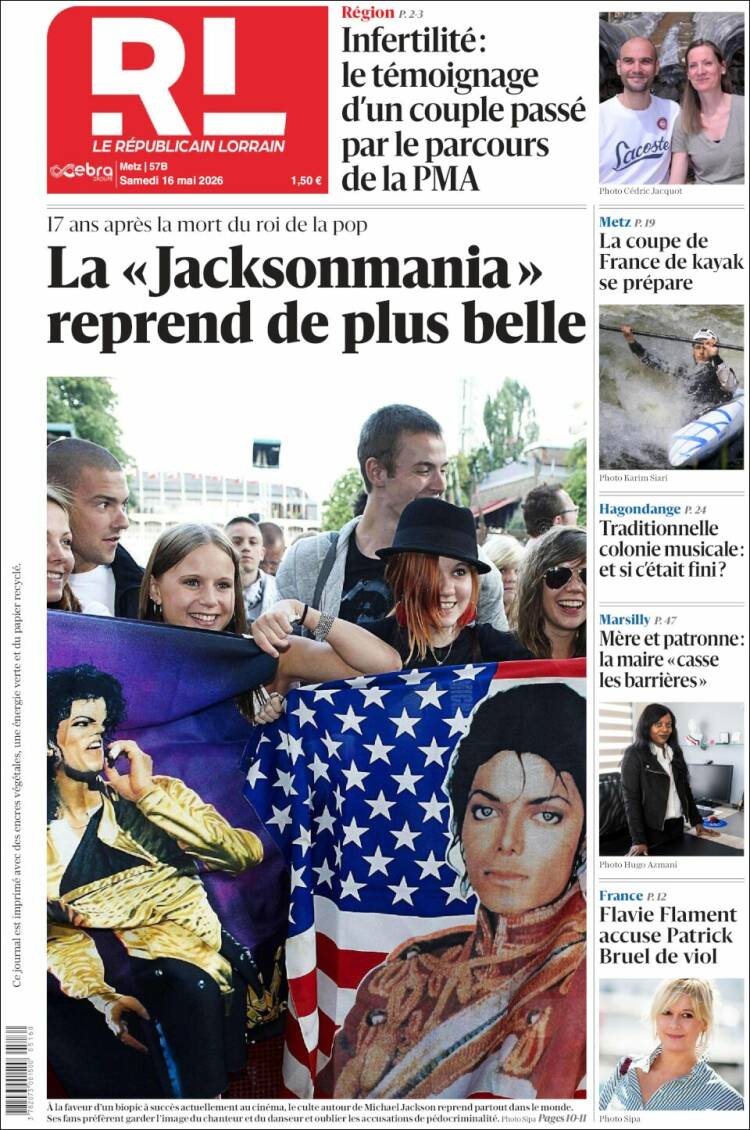 Portada de Le Republicain Lorrain (Francia)