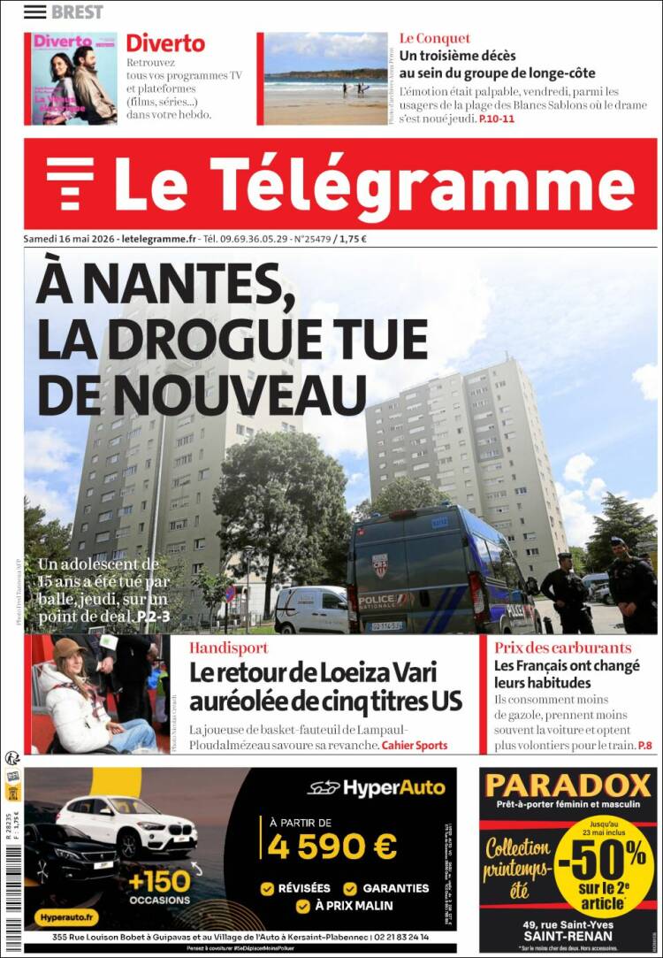 Portada de Télégramme (Francia)