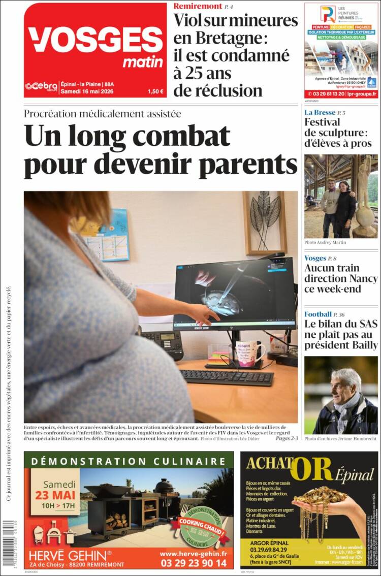 Portada de Vosges Matin (Francia)