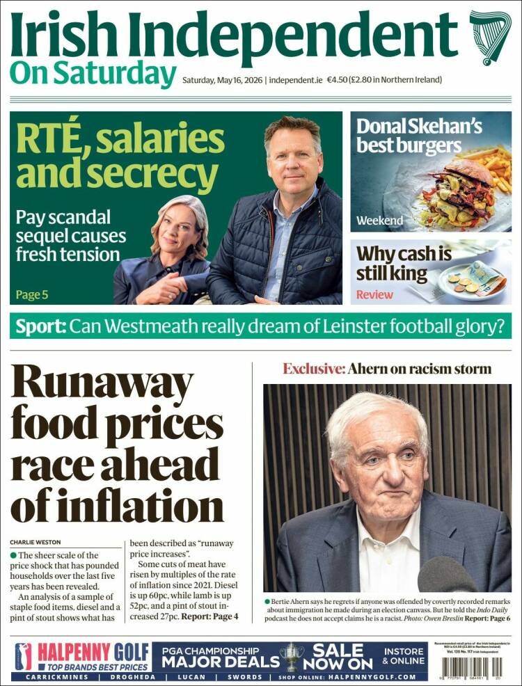 Portada de Irish Independent (Irlanda)