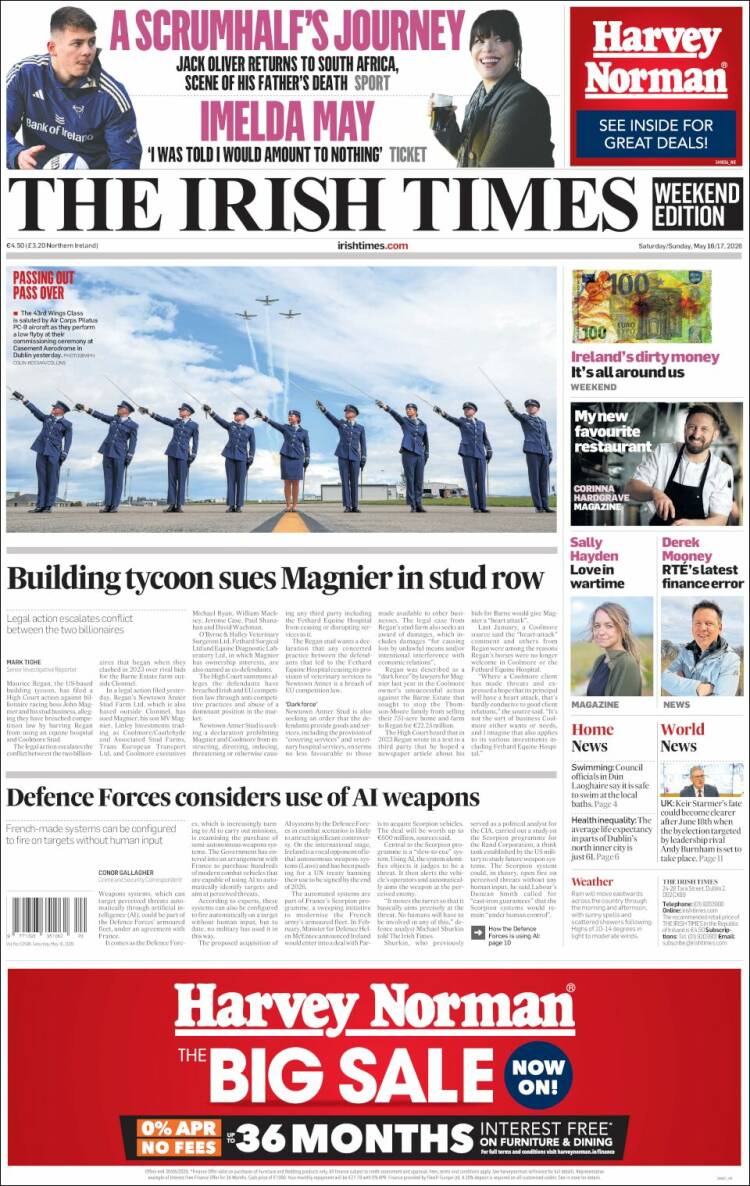 Portada de Irish Times (Irlanda)