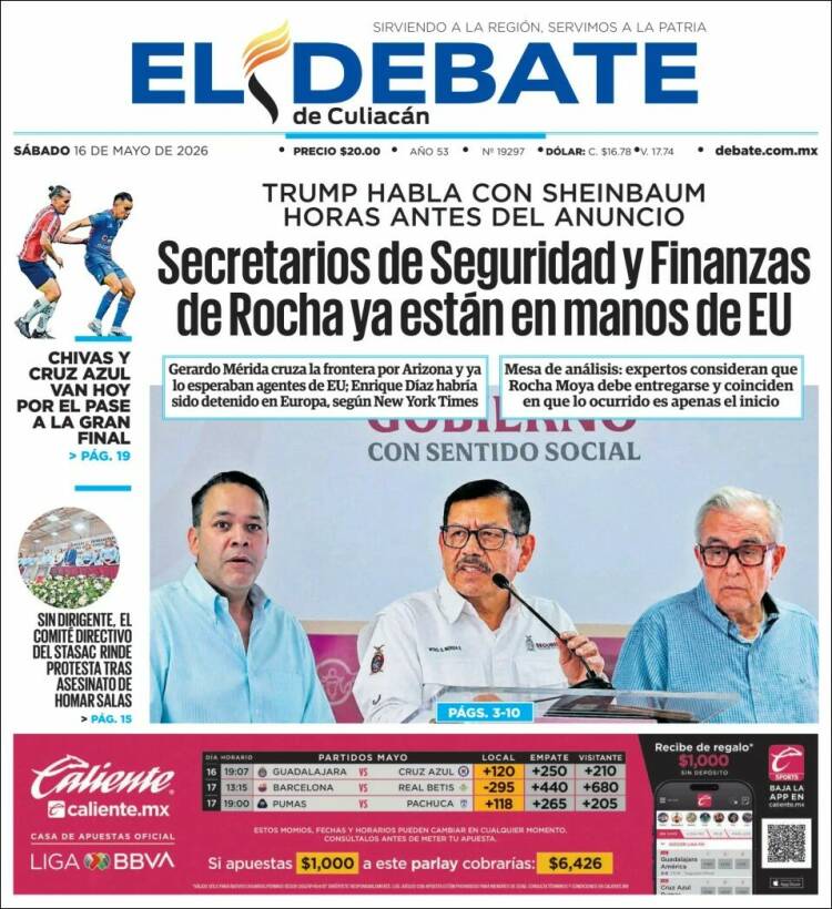Portada de El Debate de Culiacán (M&eacute;xico)