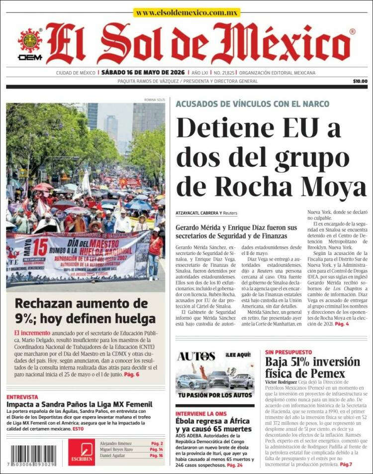 Portada de El Sol de México (M&eacute;xico)