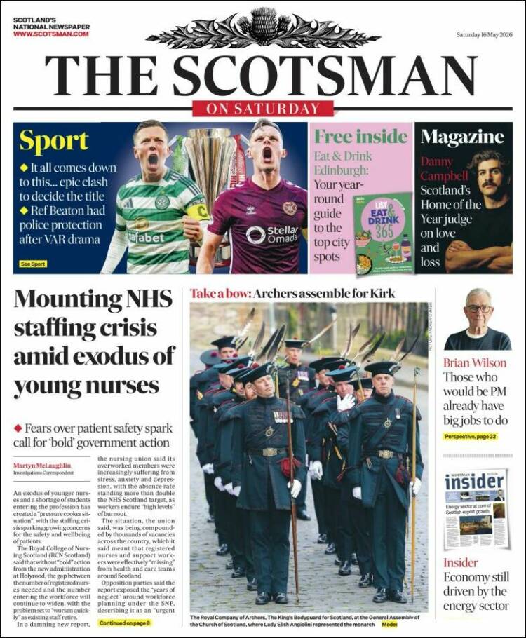 Portada de The Scotsman (Reino Unido)