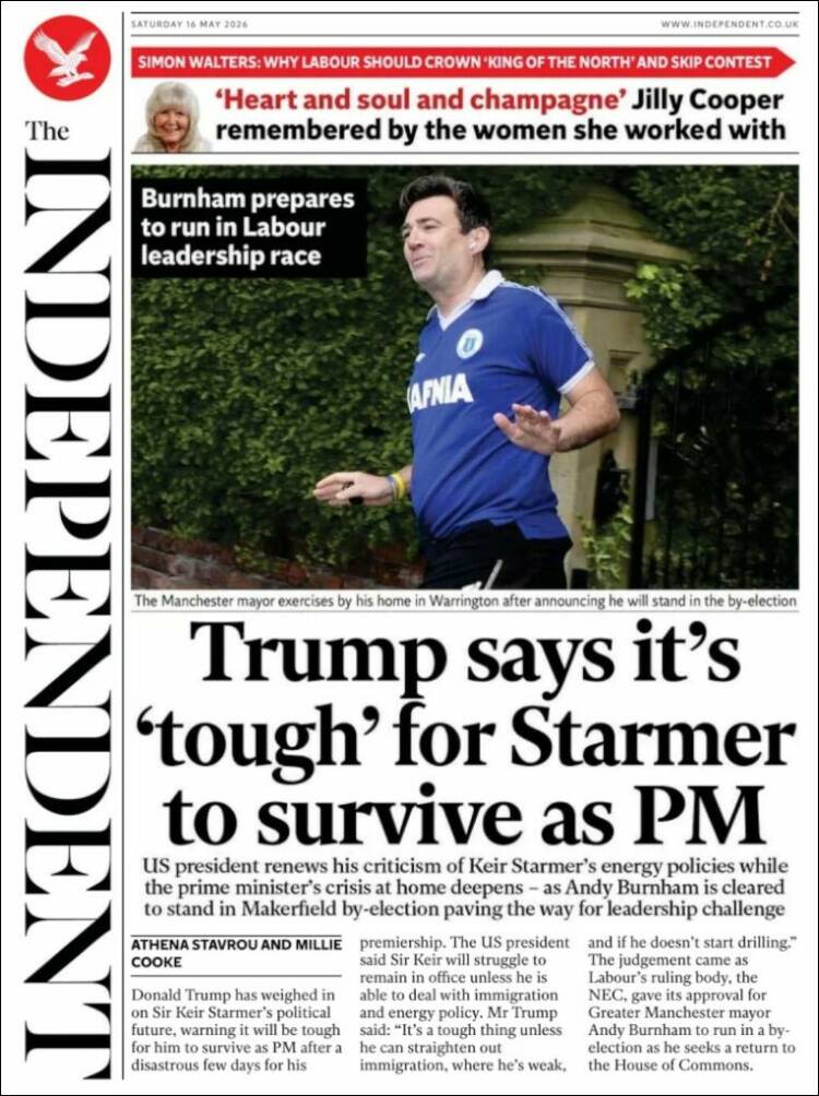 Portada de The Independent (Reino Unido)