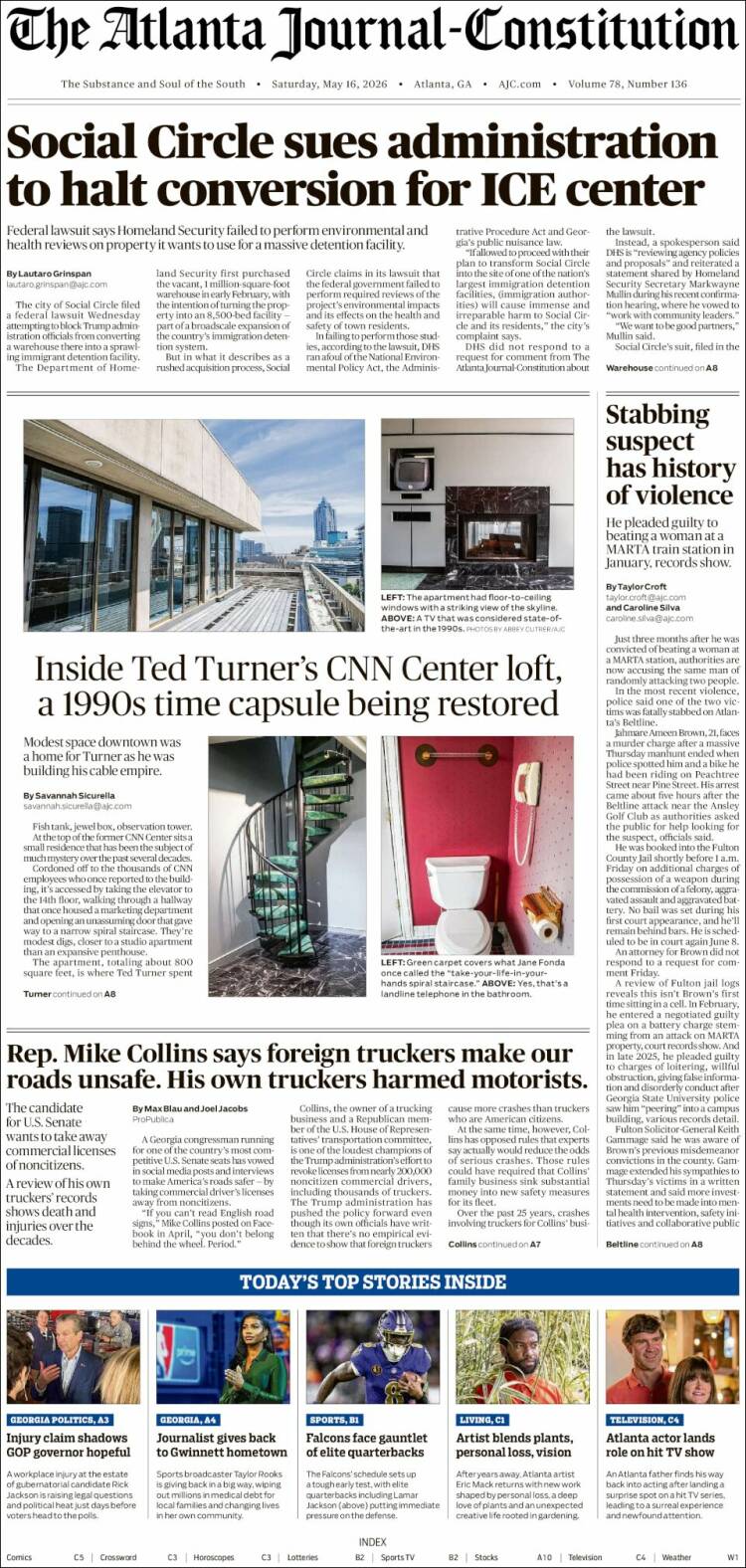Portada de The Atlanta Journal-Constitution (USA)
