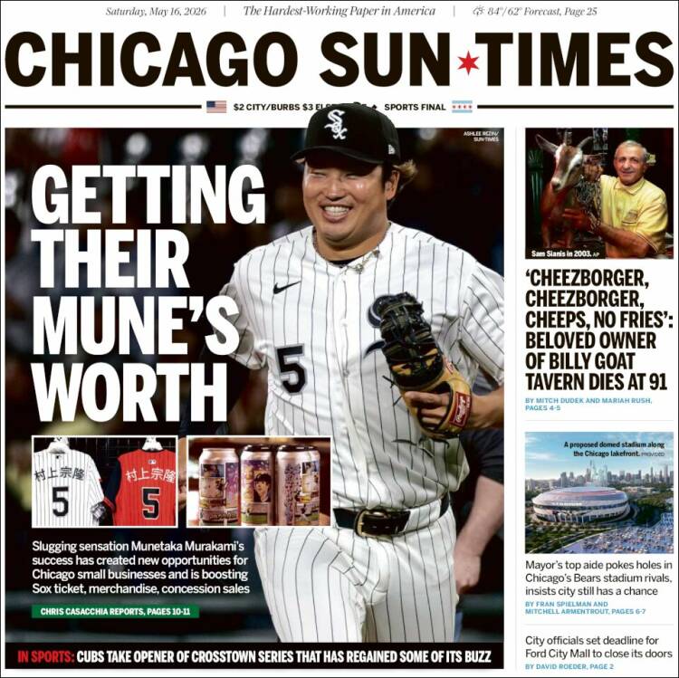 Portada de Chicago Sun-Times (&Eacute;tats-Unis)