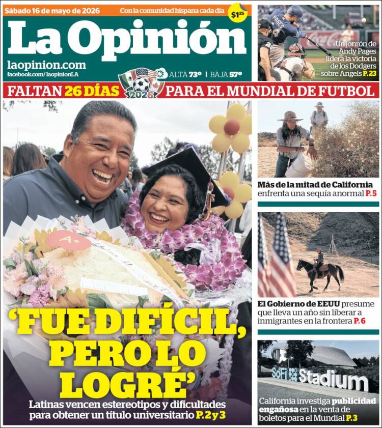 Portada de La Opinión (USA)