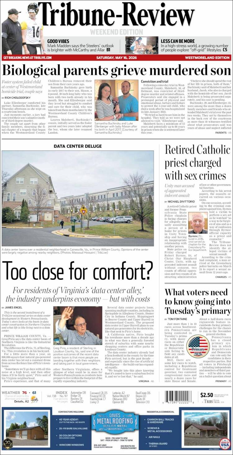 Portada de Tribune-Review (USA)