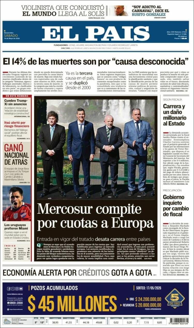 Portada de El País (Uruguay)