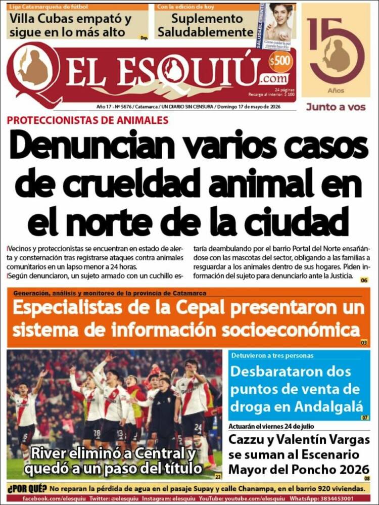 Portada de El Esquiu (Argentina)