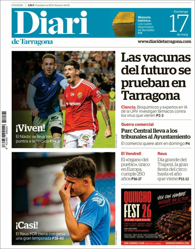 Portada de Diari de Tarragona (Espa&ntilde;a)