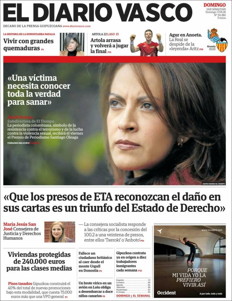 Portada de Diario Vasco (Espa&ntilde;a)