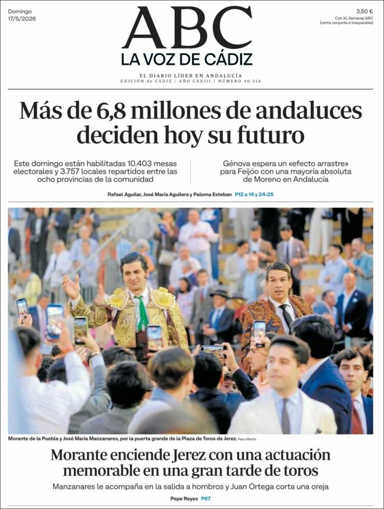 Portada de La Voz de Cádiz (Espa&ntilde;a)
