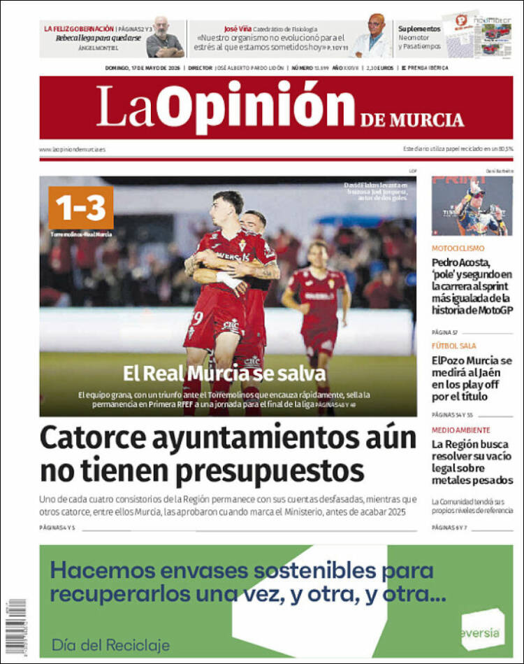 Portada de La Opinión de Murcia (Espa&ntilde;a)