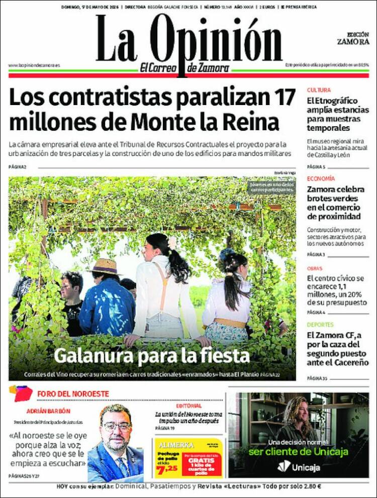 Portada de La Opinión - El Correo de Zamora (Espa&ntilde;a)
