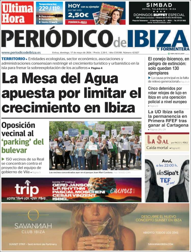 Portada de Periódico de Ibiza (Espa&ntilde;a)