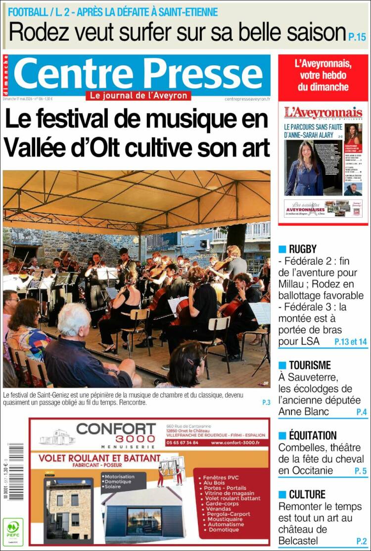 Portada de Centre Presse (Francia)