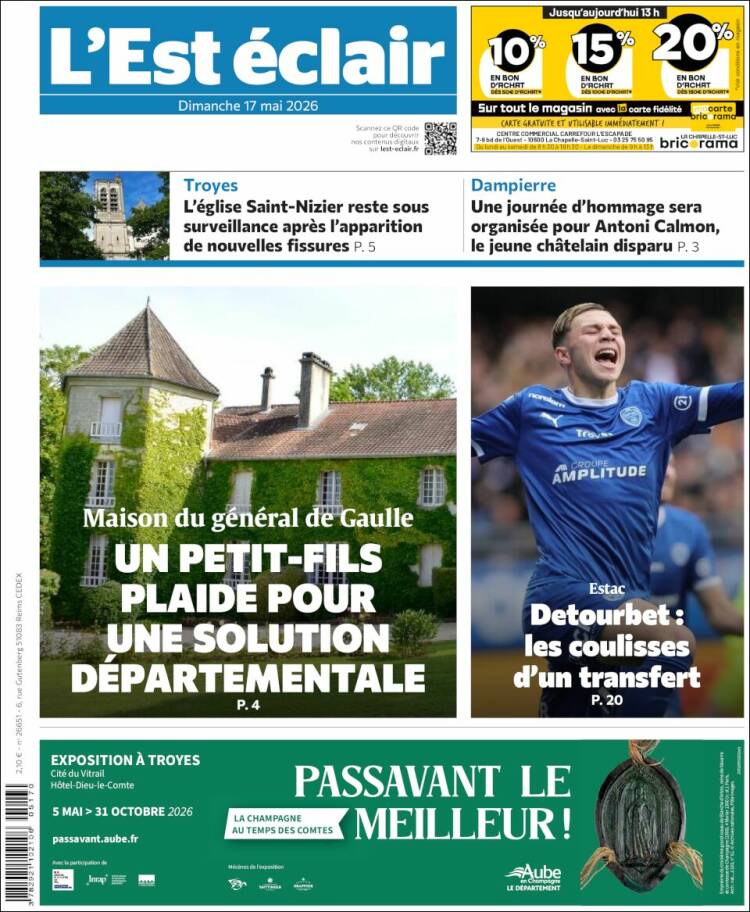 Portada de L'Est Eclair (Francia)