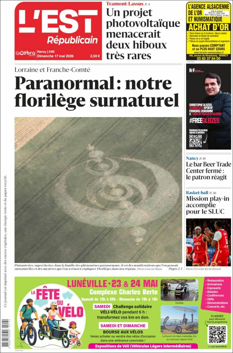 Portada de L'Est Republicain (Francia)