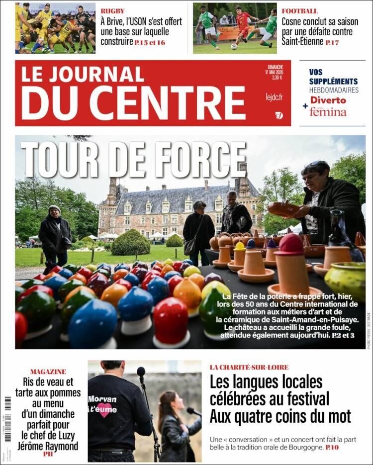 Portada de Le Journal du Centre (Francia)