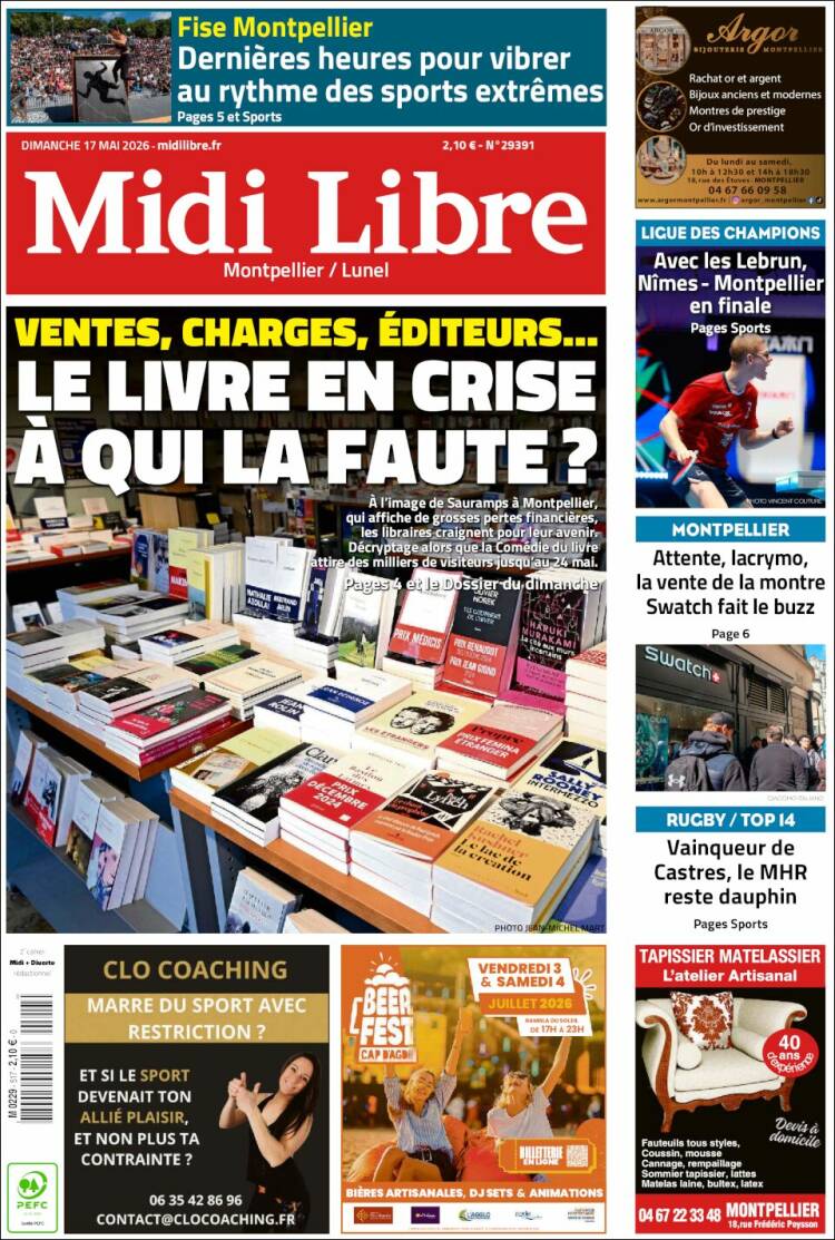 Portada de Midi Libre (Francia)