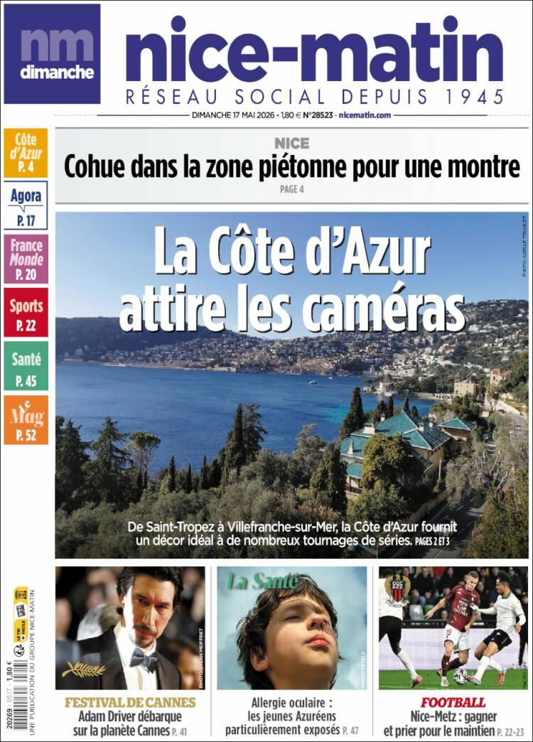 Portada de Nice-Matin (Francia)