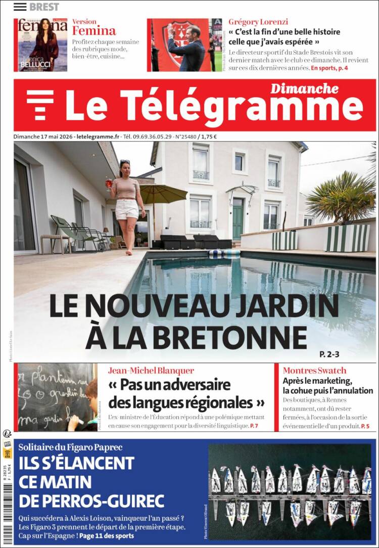 Portada de Télégramme (Francia)