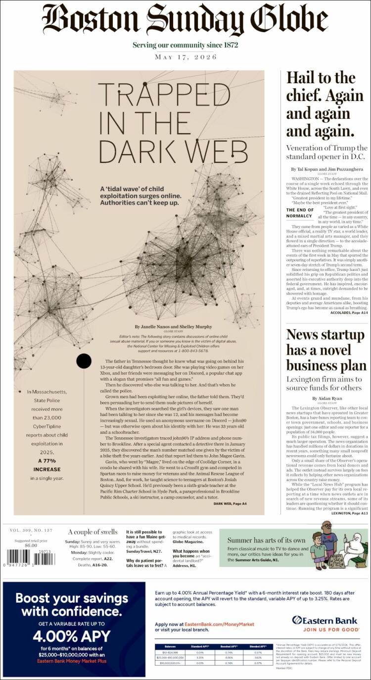 Portada de Boston Globe (&Eacute;tats-Unis)