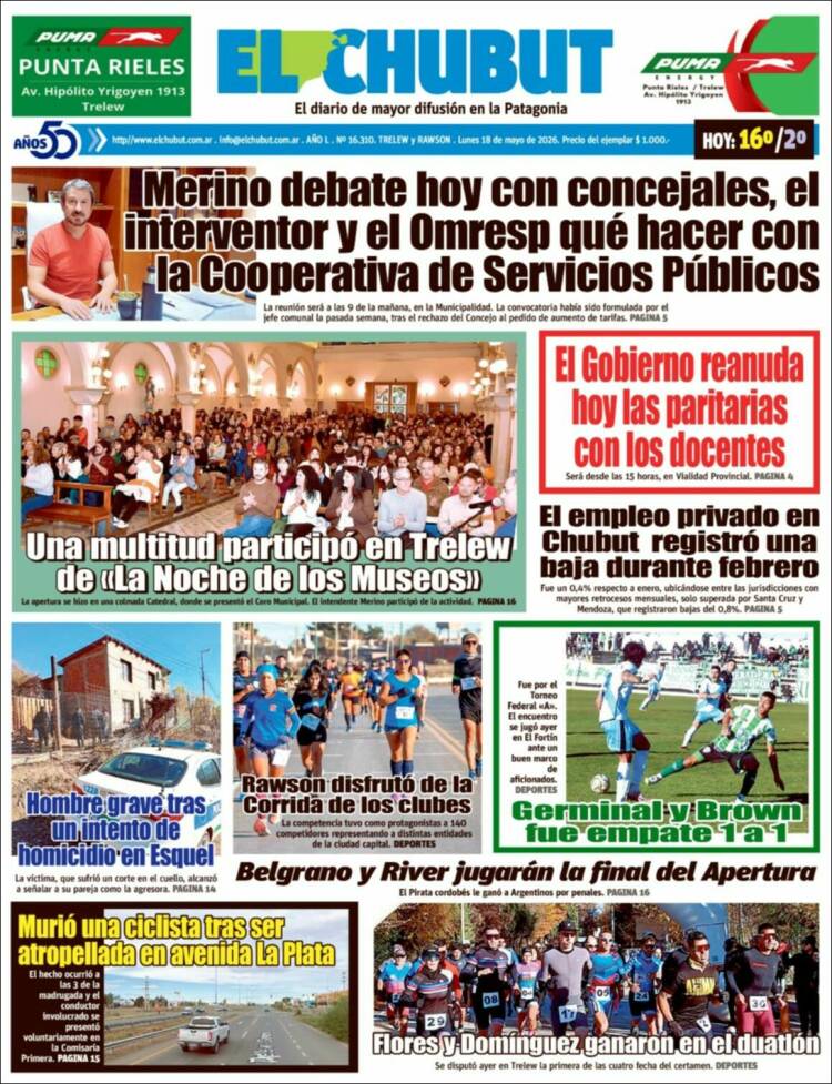Portada de El Chubut (Argentina)