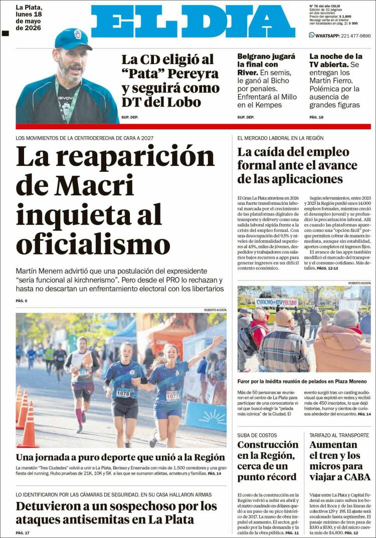Portada de El Día de la Plata (Argentina)