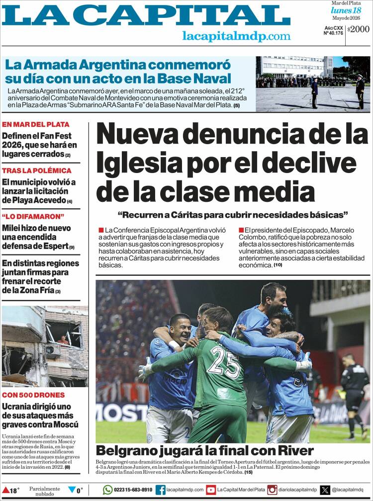 Portada de Diario La Capital - Mar del Plata (Argentina)