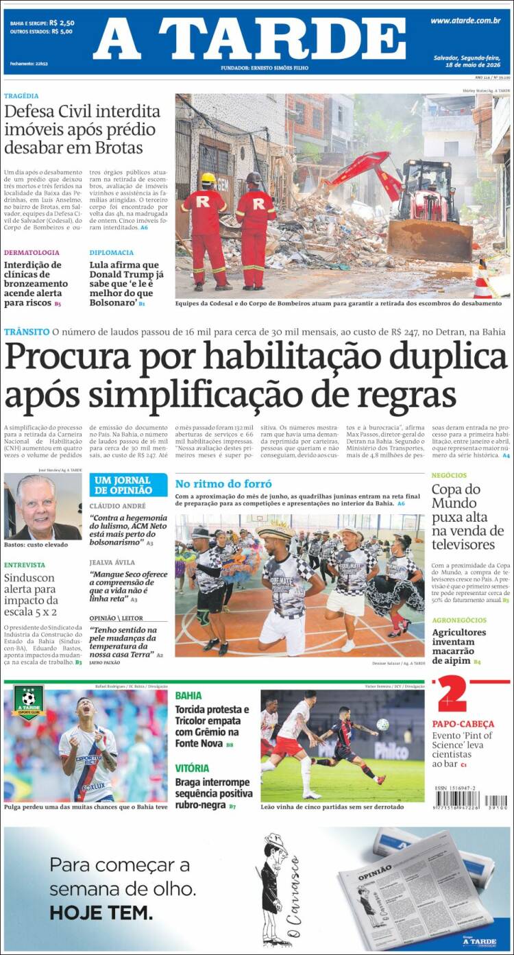 Portada de Diário A Tarde (Brasil)