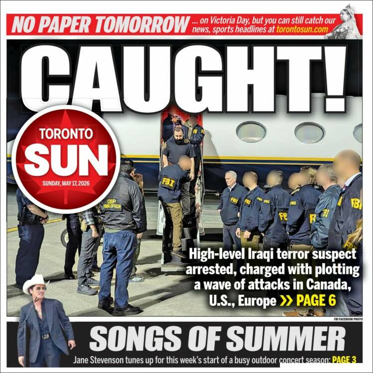 Portada de The Toronto Sun (Canad&aacute;)