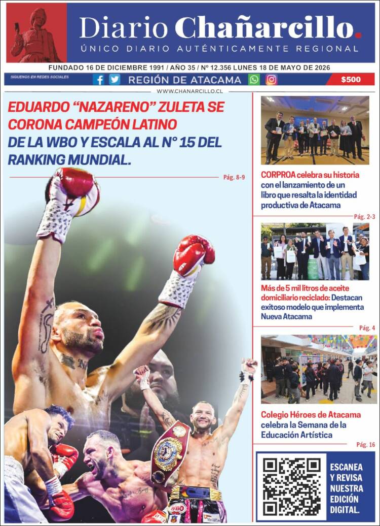 Portada de Diario Chañarcillo (Chile)