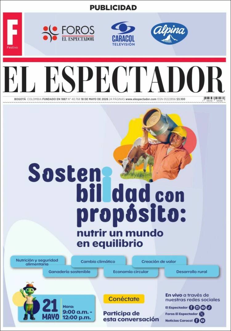 Portada de El Espectador (Colombia)