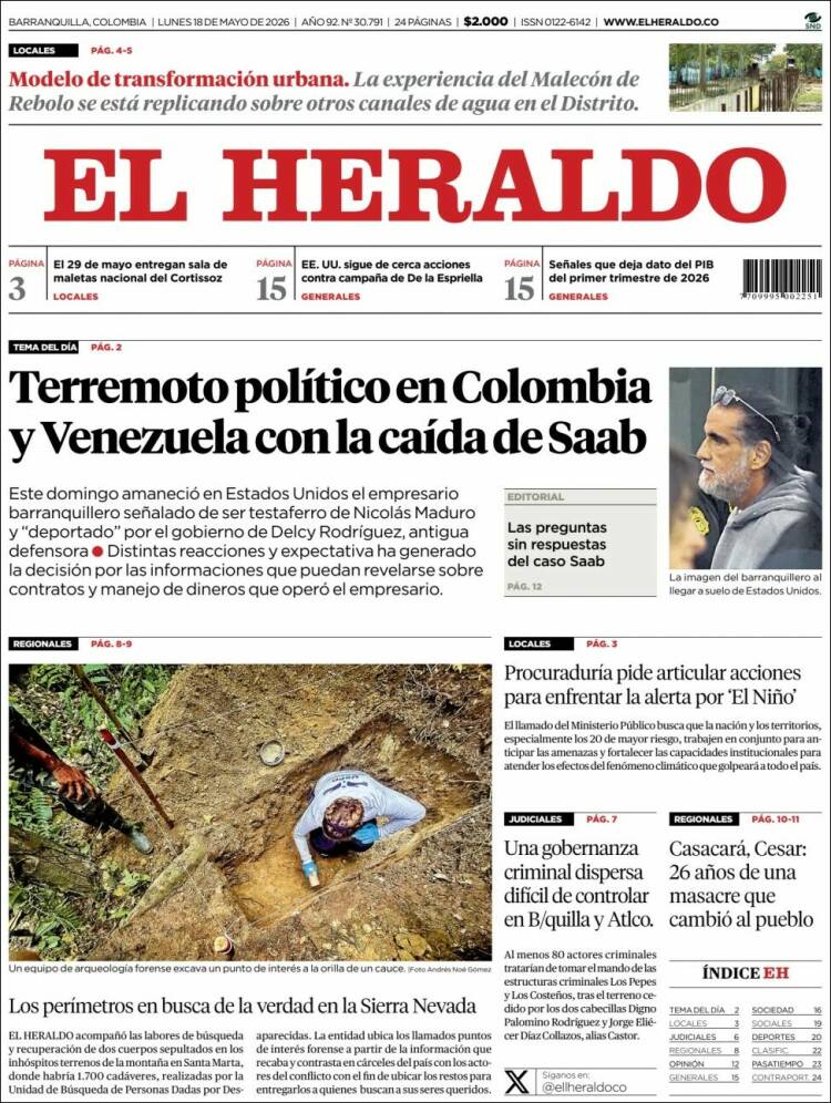 Portada de El Heraldo (Colombia)