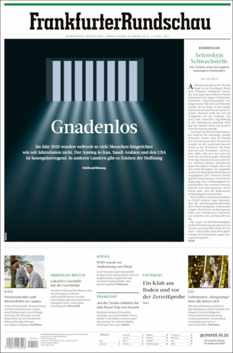 Portada de Frankfurter Rundschau (Alemania)