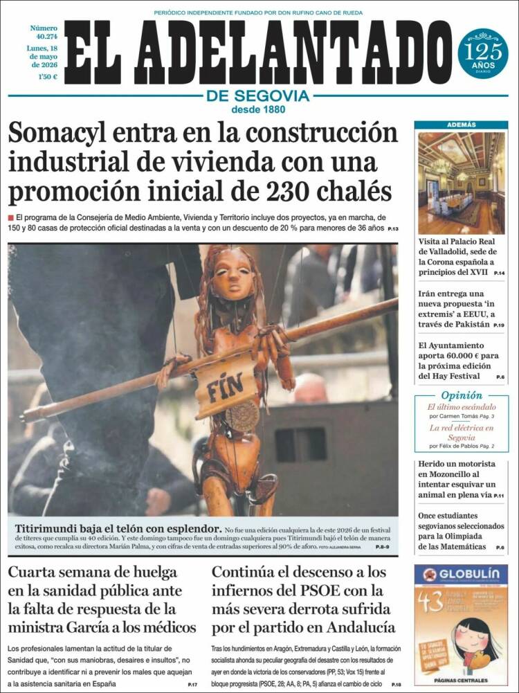Portada de El Adelantado de Segovia (Espa&ntilde;a)