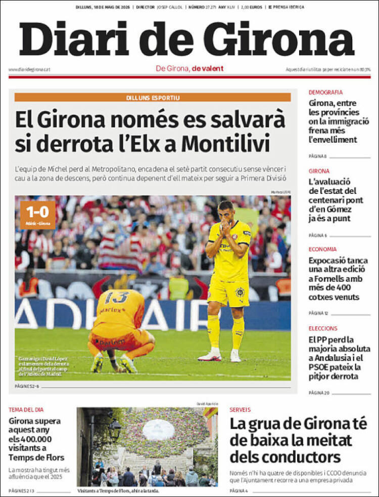 Portada de Diari de Girona (Espa&ntilde;a)