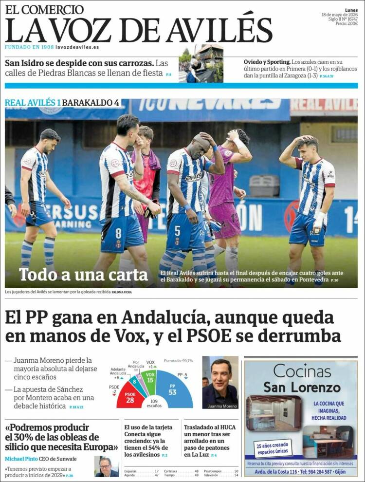 Portada de El Comercio - Avilés (Espa&ntilde;a)